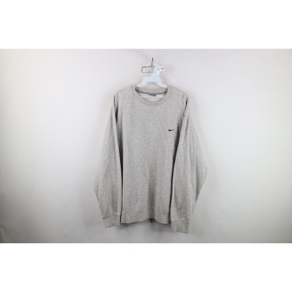 Vtg Y2K Nike Mens XL Travis Scott Mini Swoosh Crewneck Sweatshirt Heather Gray - Picture 1 of 13